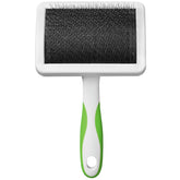 Andis 65710 self-cleaning slicker brush—large green/black, reduces tangling.
