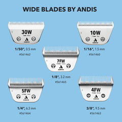 Andis ceramicEDGE 5FW detail highlights corrosion-resistant carbon-steel lower blade.