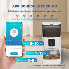 Andoll Home WiFi cat feeder top view highlights programmable timing control.