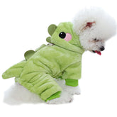 Anelekor dinosaur dog costume blue hoodie provides warm, playful look for small pets.