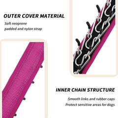 Anglevate Martingale collar inner chain close-up emphasizes rust-proof stainless steel for longevity.
