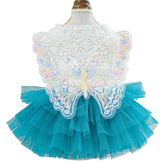 ANIAC butterfly dog dress with blue tutu offers comfortable all-day wear for small dogs
