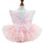 ANIAC Butterfly Dress pink tutu front view for adorable park photos.