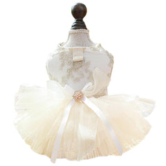 ANIAC embroidered dog dress Champagne XL for elegant wedding photos