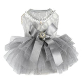 ANIAC gray dog dress for small dogs with soft tulle for all-day comfort.