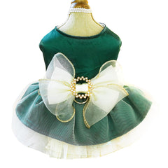 ANIAC Retro Dog Tulle Dress front view showcases elegant lace bow and skin-friendly fabric for daily wear