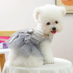 ANIAC small dog wedding dress back view shows secure snap closure.