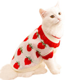 ANIAC strawberry turtleneck sweater closeup shows warm knit for chilly days.