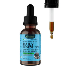 Animal Essentials daily-digestion-dogs-cats-liquid-supplement-bottle demonstrates convenient bottle for digestive support.