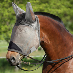 Animal-Gifts horse fly mask gray XS front view with clear vision and protection