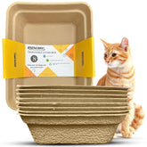 Animaru disposable litter box brown large 8-pack packaging highlights eco-friendly convenience.
