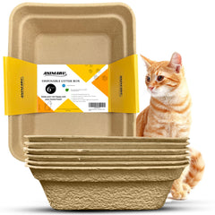 Animaru disposable litter box brown large pack closed for quick eco friendly disposal
