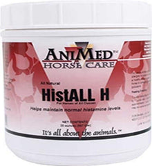ANIMED Histall-H powder tub front suggests natural respiratory support for seasonal irritants.