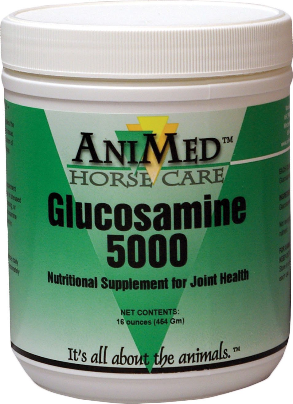 ANIMED Horse Glucosamine 5000 supplement bottle, showcasing packaging for easy daily use