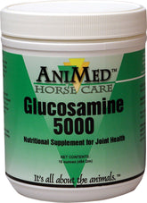 ANIMED Horse Glucosamine 5000 supplement bottle, showcasing packaging for easy daily use