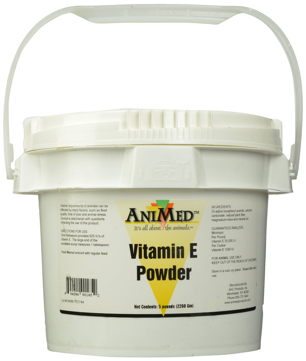 ANIMED Vitamin E Powder 5-lb bag blends easily into pet meals for daily supplementation.
