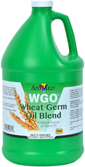 AniMed WGO wheat germ oil bottle boosts energy and supports a shiny coat for horses and dogs