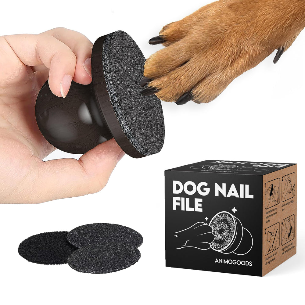 AnimoGoods dog nail file with ergonomic handle enables comfortable, controlled grooming.