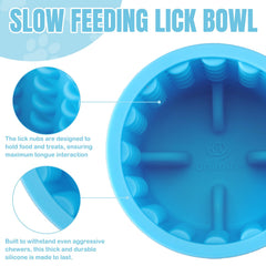 Animire dog lick bowl interior shows textured surface aiding licking and oral hygiene.