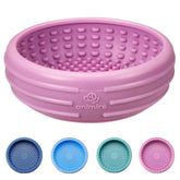 Animire dog lick bowl pastel purple close-up shows safe silicone for calm licking sessions
