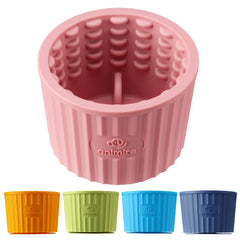 Animire Dog Lick Bowl pink side view demonstrates a non-slip base for calm meals.