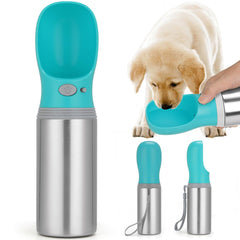 Anipaw portable dog water bottle cap-open shows quick on-the-go hydration for hiking and walking