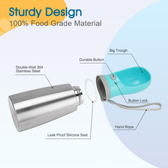 Anipaw stainless-steel dog water bottle with leak-proof design