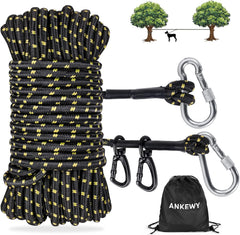 ANKEWY dog tie-out setup between trees for safe outdoor roaming