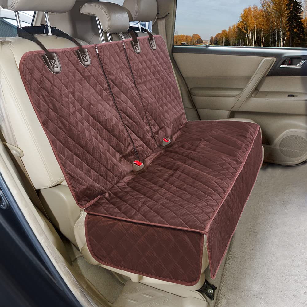 ANOSOSPECIAL dog car seat cover back seat XL coffee brown protects from dirt and fur.