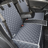 ANOSOSPECIAL grey dog car seat cover on back seat protects against fur and dirt.