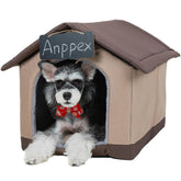 ANPPEX Cozy Dog House Indoor front view with plush interior for a cozy retreat.