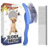 Anrundar dog slicker brush with angled pins for gentle detangling on long coats