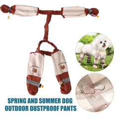 Anti Dirt Pants for Dogs suspender system back shows secure fit during movement