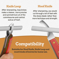 Antidious hoof knife sharpener 5-inch honing rod in use demonstrating precision sharpening.