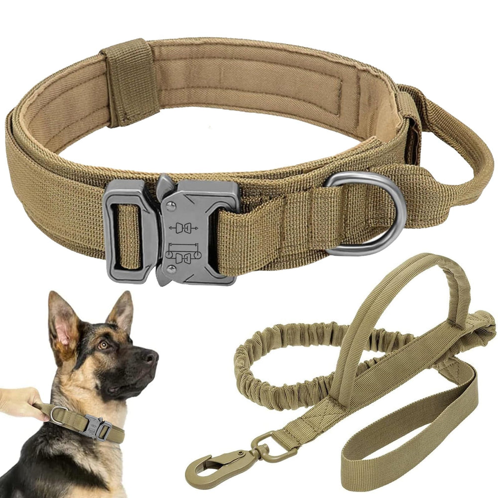 Antswish tactical dog collar brown with padded lining for comfortable daily wear.