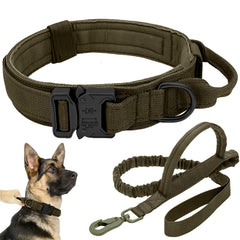 Antswish tactical dog collar leash set green with sturdy buckle for reliable control.