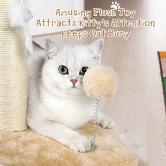 ANWA 32in cat scratching post base spring plush ball for swat friendly fun