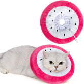 ANWA adjustable cat cone collar soft close-up highlights plush fabric for comfortable cat recovery