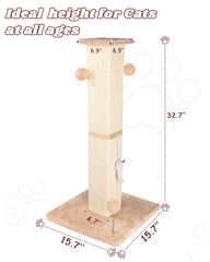 ANWA cat scratching post with dangling toys shown for interactive play and enrichment.