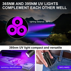 ANYGO UV flashlight aluminum body emphasizes durable outdoor use
