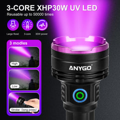 ANYGO UV flashlight IP65 rating ensures reliable performance in tough conditions
