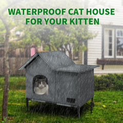 Anysiny cat house weatherproof oxford fabric guards against rain and wind.