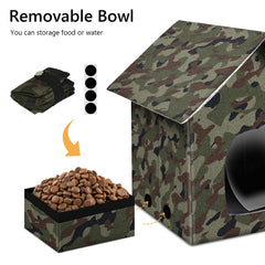 Anysiny weatherproof cat house with durable roof stays dry in rain