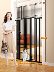 Aodbicy cat gate shows small pet door for easy passage control.