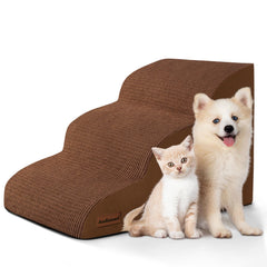 Aodisman 3-Step Dog Ramp on sofa showing easy access for small pets