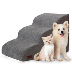 Aodisman dog ramp grey side view demonstrates a non-slip path for sofa access