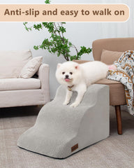 Aodisman dog stairs puppy-ascending view highlights foam-core durability for pets