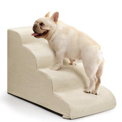 Aodisman dog steps beige with soft corduroy surface for steady climbs onto sofas.