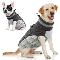 AOFITEE dog coat front view gray L for warm winter walks