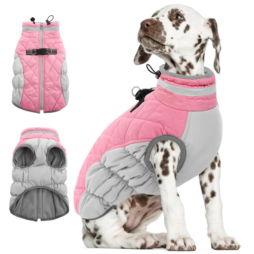 AOFITEE dog coat pink XS with warm fleece lining for cozy winter warmth